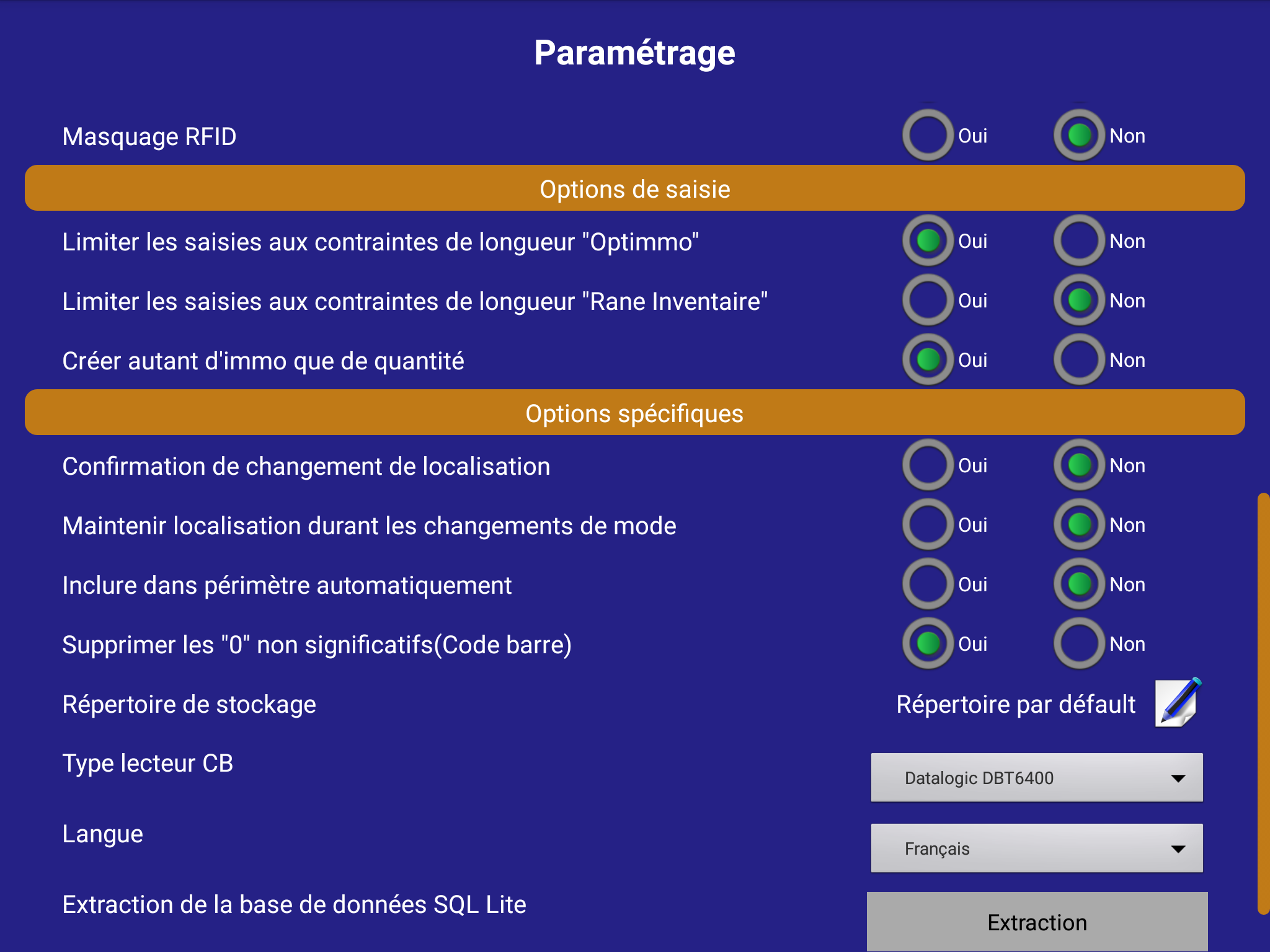 Paramétrage